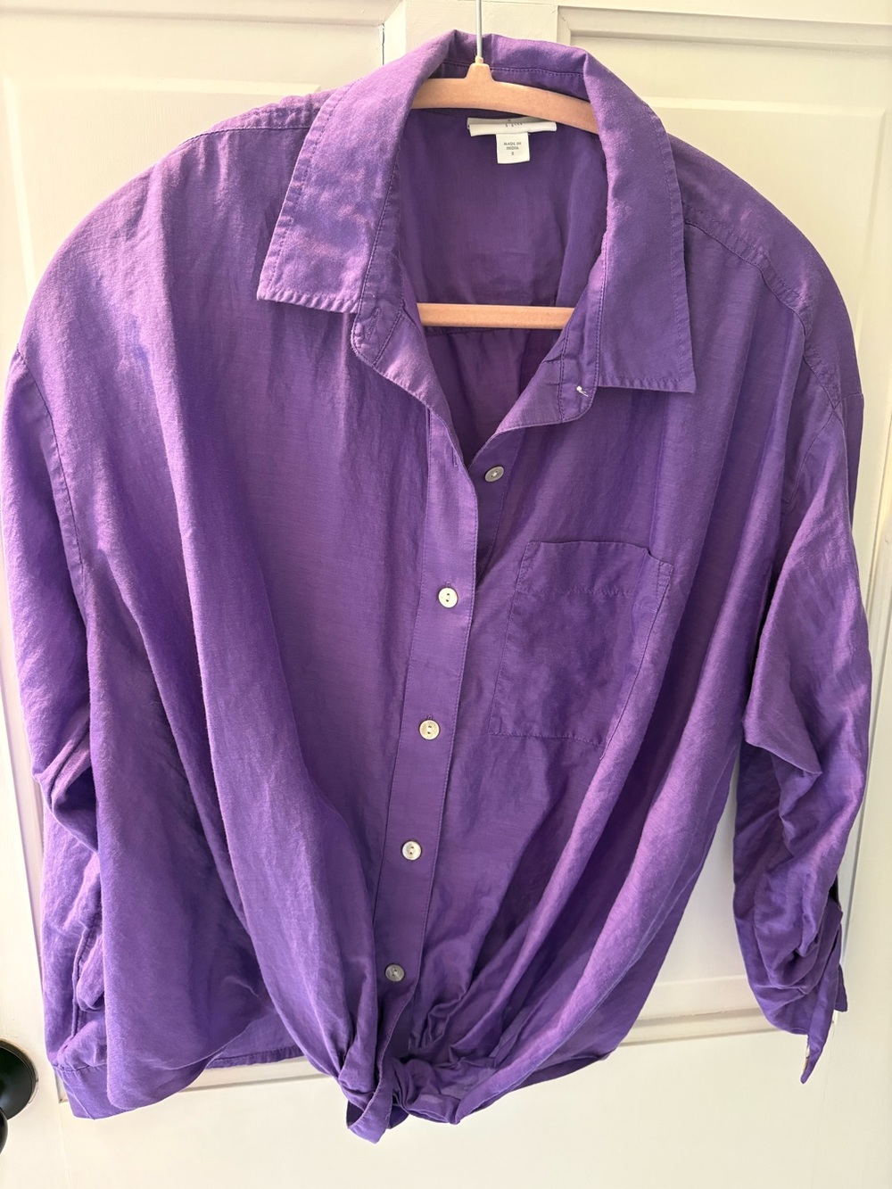 J Jill silk/cotton tie front blouse